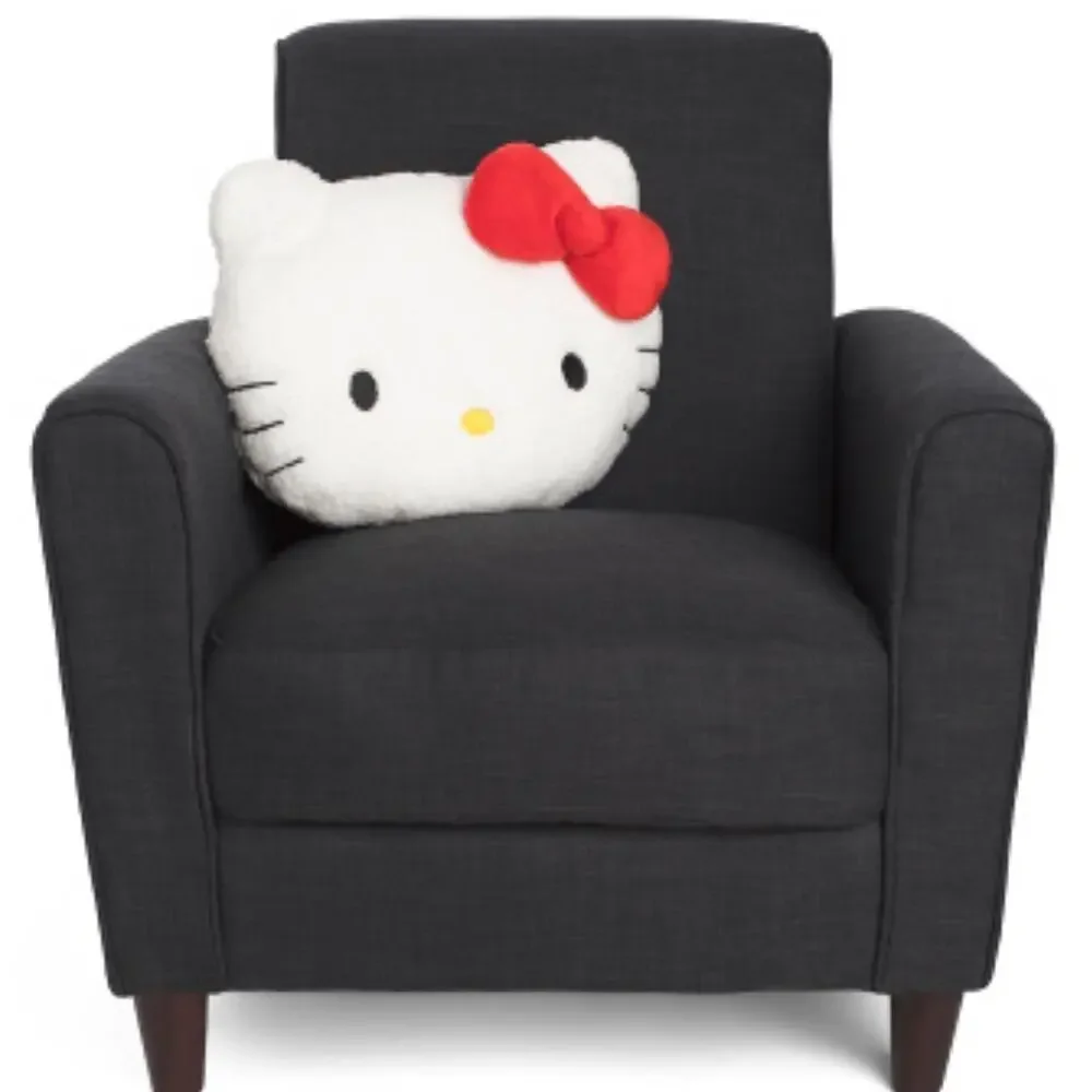 Hello Kitty Sanrio Plush Faux Sherpa Super Soft Throw Pillow White Red Bow Decor